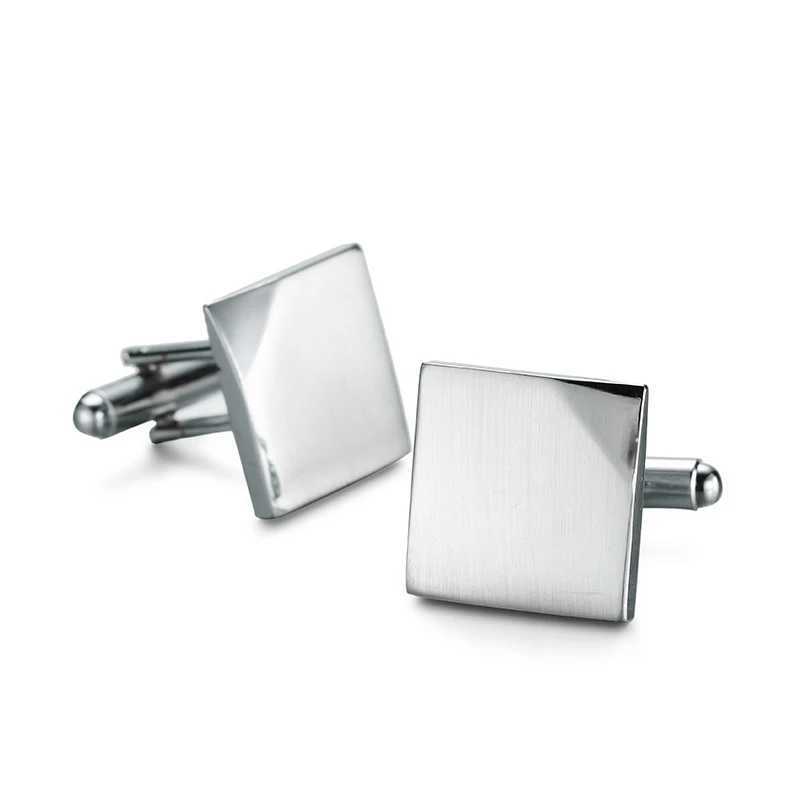 Classic Mens French Shirt Cufflinks Black Round Square Brushed Metal Cufflinks Business Set Accessories Jewelry GiftsT250412
