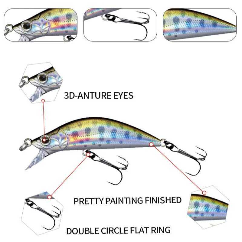 50mm 4.5g Fishing Magnet Weight System Long Casting New Model Lure Minnow Hard Bait Dive 0.8-1.2m Quality Wobblers Bass Z250411