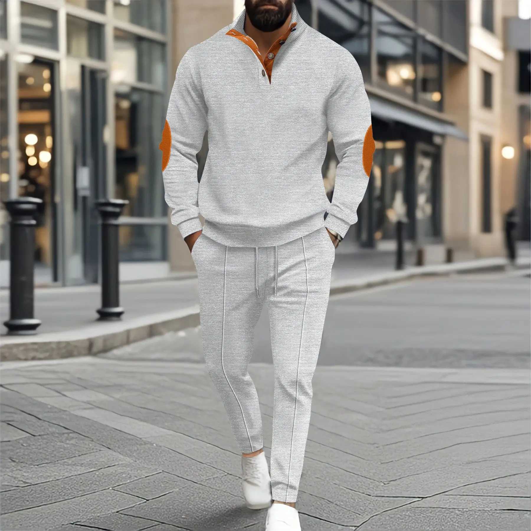 2025 New Trend Sports 2-piece Set Simple Fashion West Coast Breathable Business Leisure Warm Mens Spring/Summer 2-piece SetXJ250412