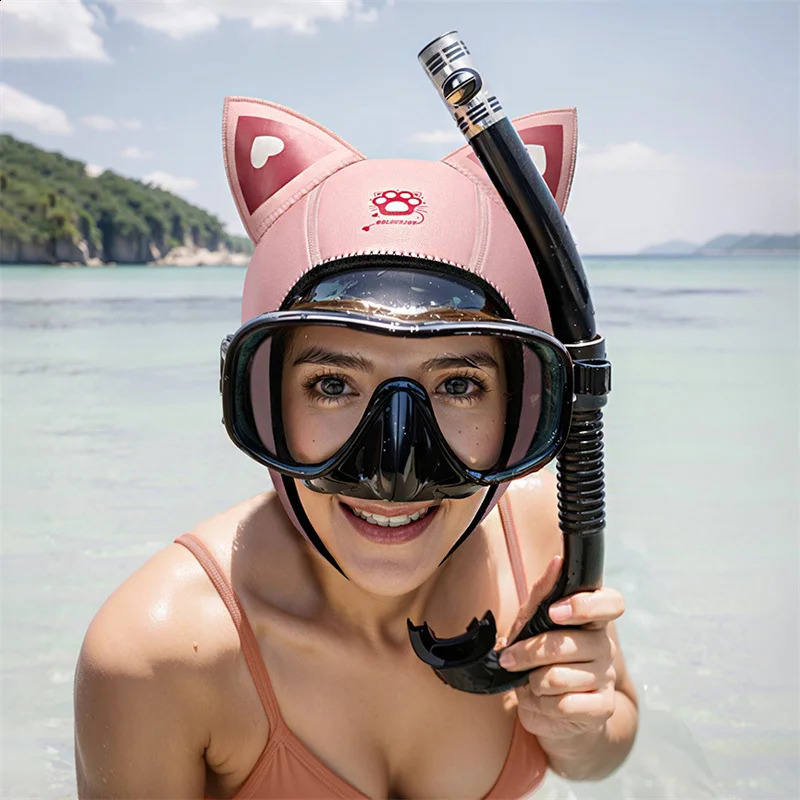 Outdoor Diving Hat Men Swimming Cap Elastic Thickened Insulation Beach Sunscreen Cartoon Diving Head Cover Swim Caps for Women 250411