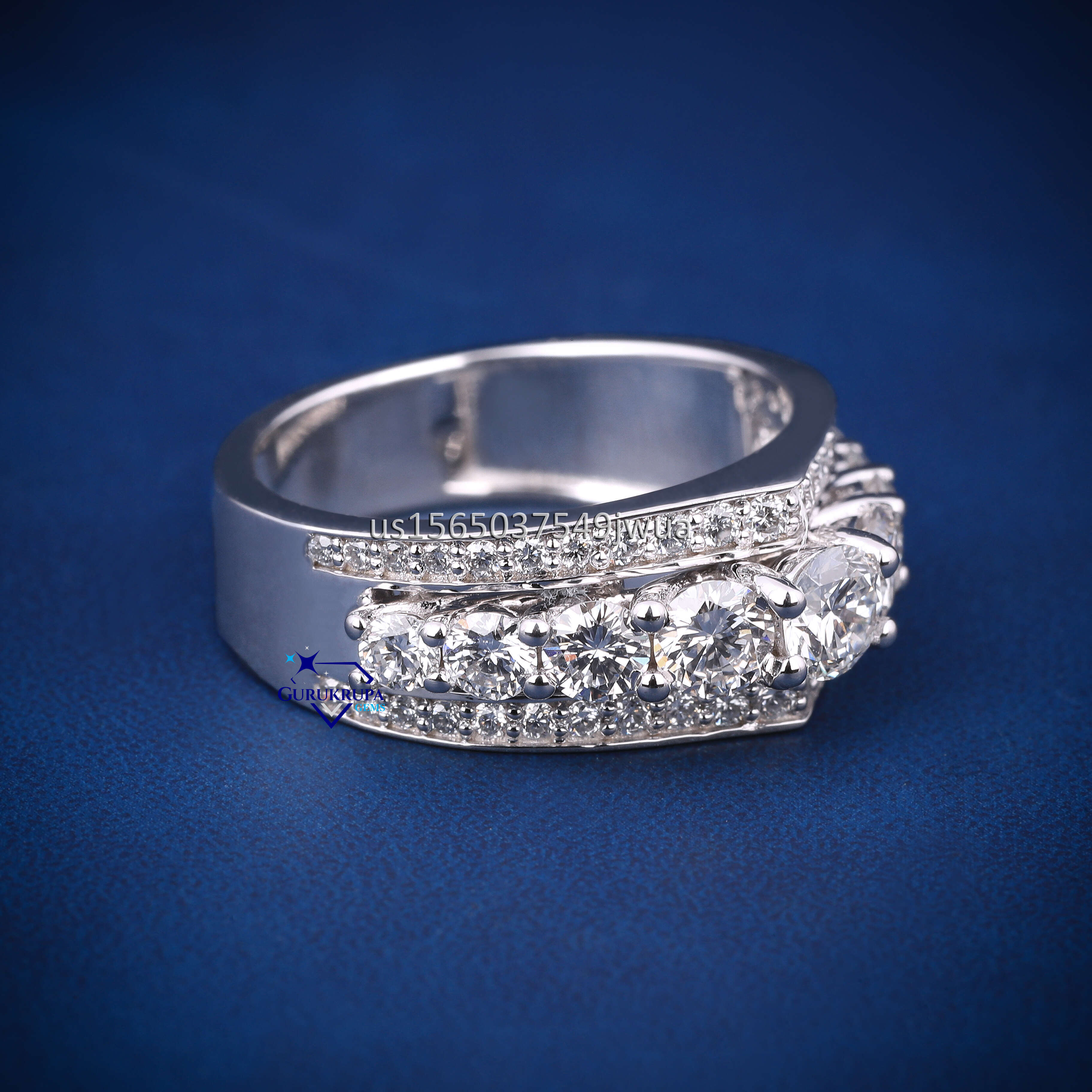 Wholesale Custom Classic 14k Solid White Gold High-Quality Vvs Moissanite Round Diamond Eternity Band for Proposal
