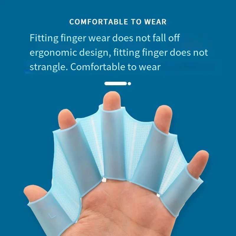 Silicone swimming fin flip cover mens childrens swimming pool sports professional training finger hand net gloves paddle equipmentY250412X