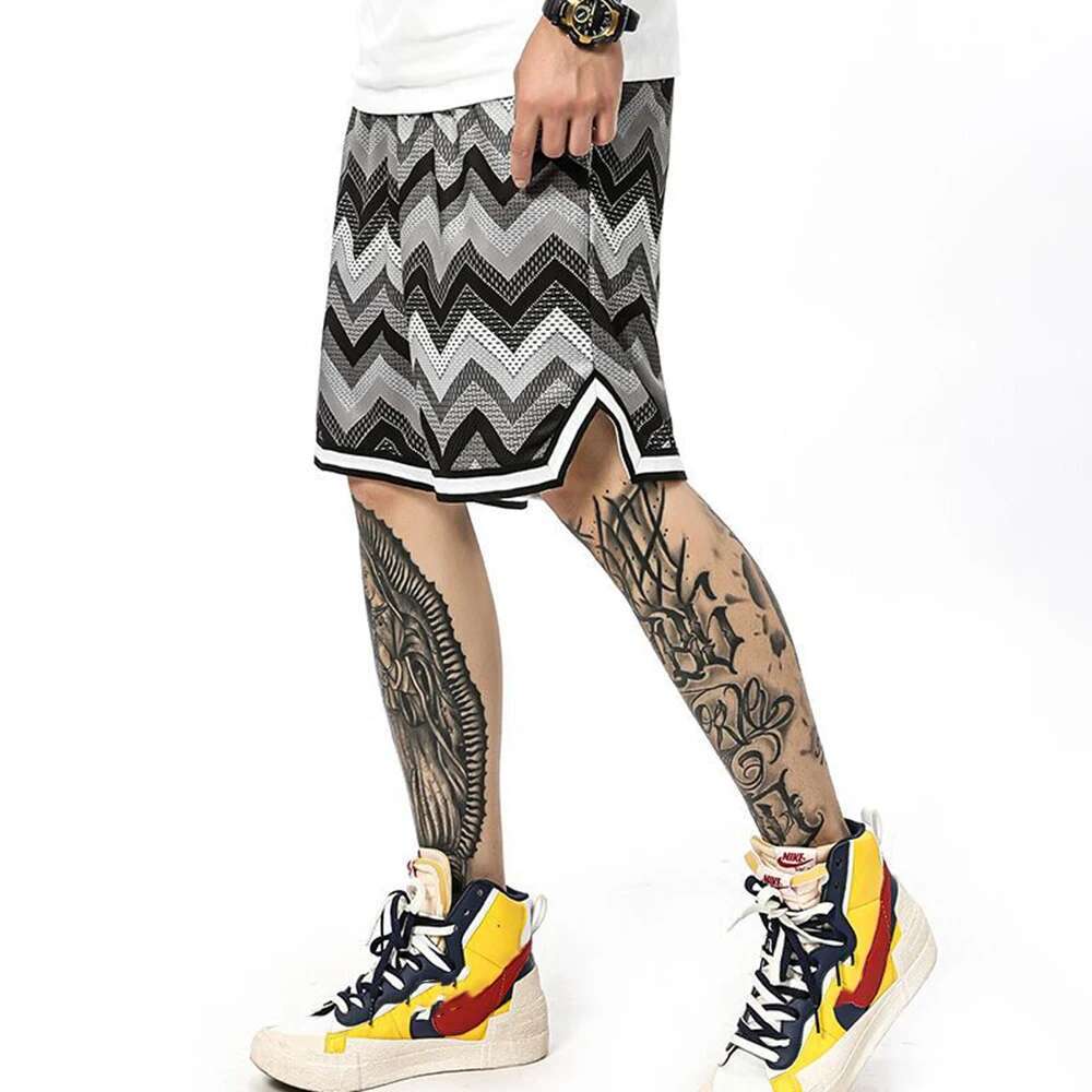 American Retro Hiphop Shorts Men's Loose High Street Bo Sports Casual Fashion Straight Five-point Pants Summer