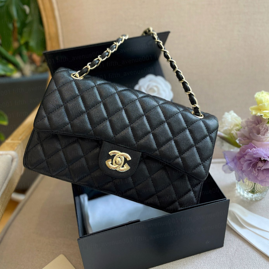 Designer Bag Shoulder Bag Caviar Designer Handbag with Box Luxury Bag Fashion Bag Evening Bag Metallic Leather Chain Square Lattice Sheepskin Wallet Classic 10A