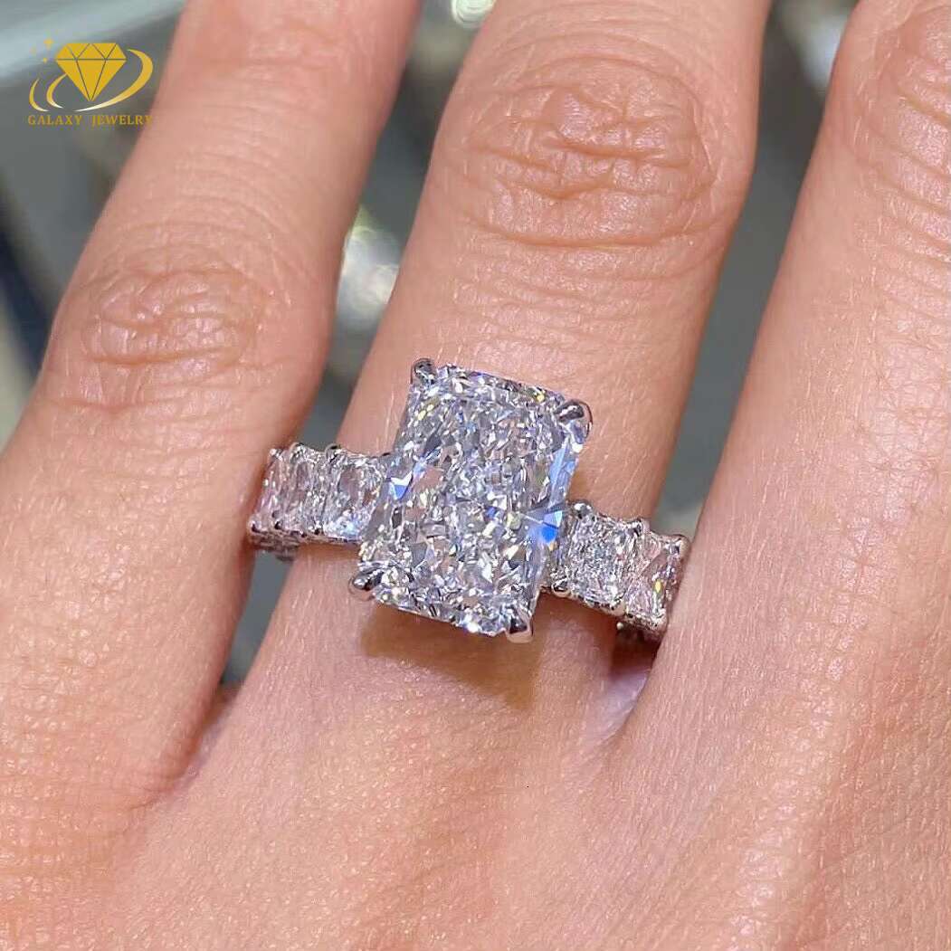 Luxury Wedding Ring 2ct Moissanite Lab Grown Diamond Ring Baguette Emerald Cut 925 Sterling 10k 14k 18k Engagement Ring