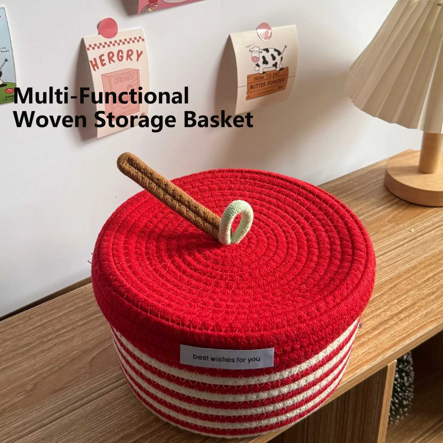 Small Rope Baskets for Storage Baskets for Gifts Empty Cute Round Woven Basket Cotton Toy Basket Storage Bins for Organizer Y251112