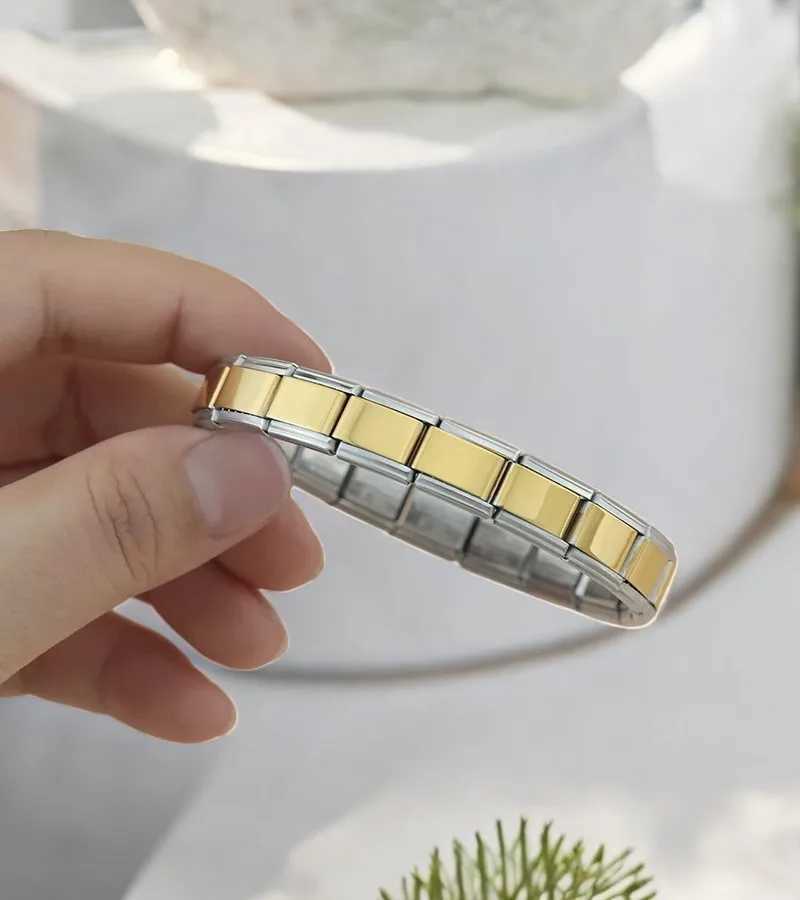 2025 New Y2k Fashion Stainless Steel Bracelet for Men Women 9mm Width Gold Color Black Bangle Girls Jewelry Wedding GiftC250411