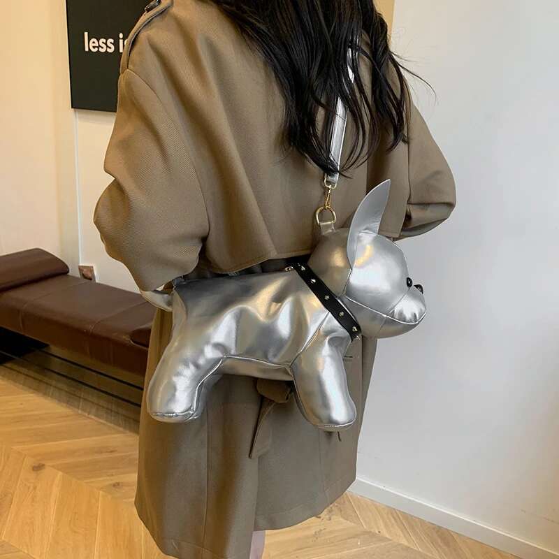 Solid Color PU Leather Cute Cartoon Dog Women's Shoulder Crossbody Bolsos Mujer Designer Bag Sac De E Femme