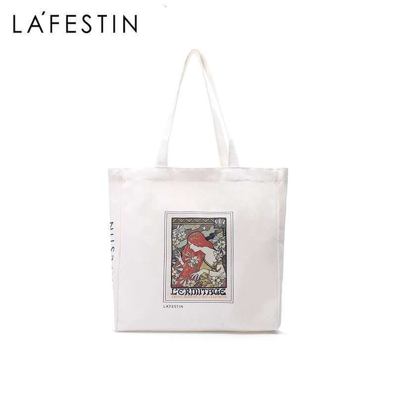 LA FESTIN 2022 New Large-Capacity Handbag Casual Canvas Student Simple 14-Inch Laptop A4 Portable Female Bag Fashion Brand
