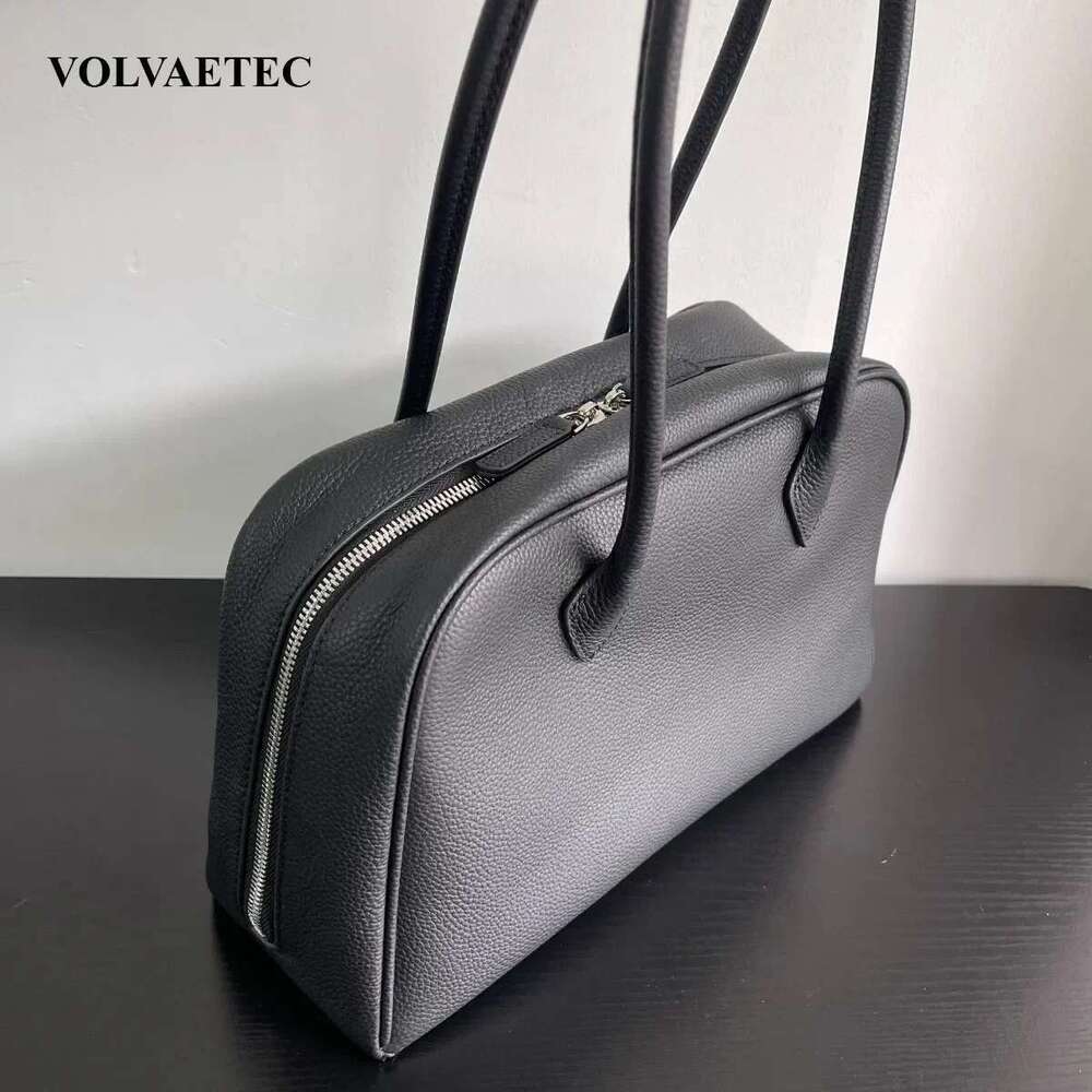 Designer Bag VOAETEC First Layer Cowhide Lychee Pattern Shoulder Armpit Leather Women's Simple Boston Bowg Pillow Bag Women