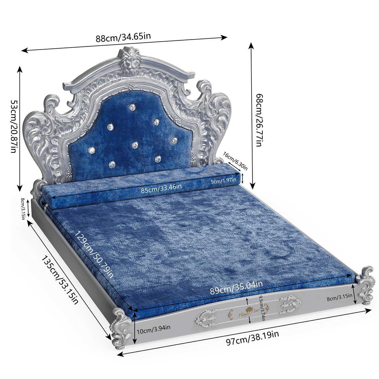 XXLarge Luxury Pet Bed with Top Panel and Washable Dutch Velvet Cover Dog and Cat Bed High Elasticity Sponge X250412