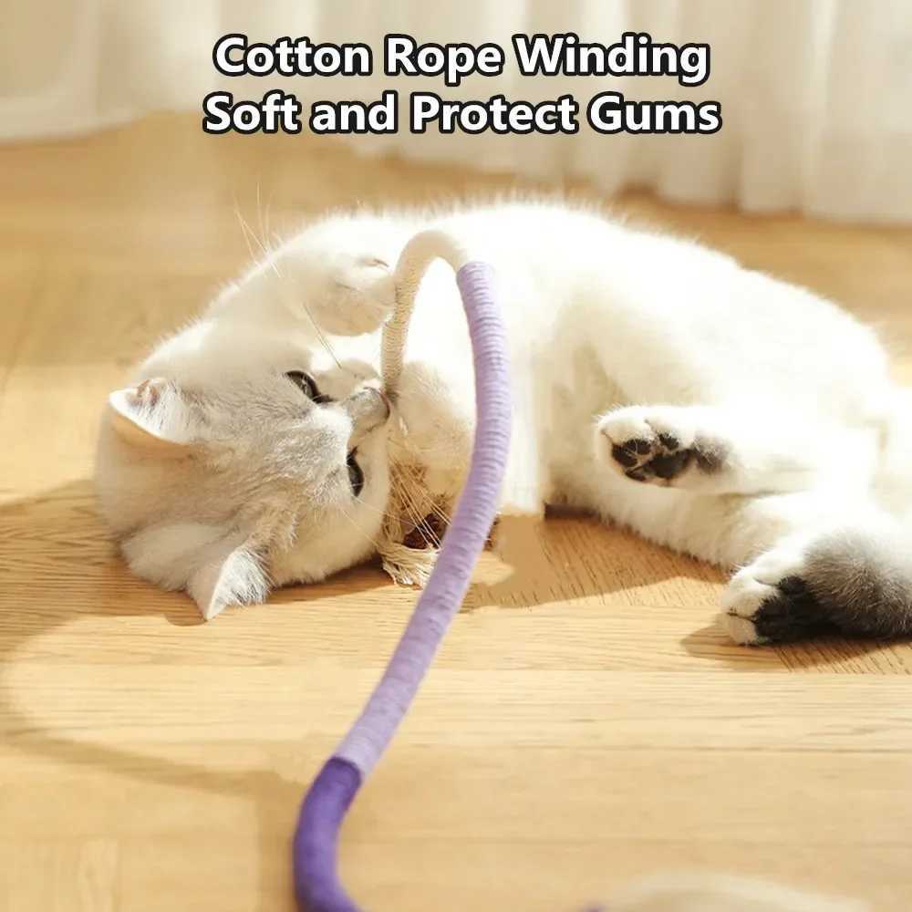 Cat Toys Interactive Plush Cotton Rope Toys Silver Vine Cat Teasing Toys Cleaning Mouth Cat Playing Toys Pet Supplies Accessories Y250412