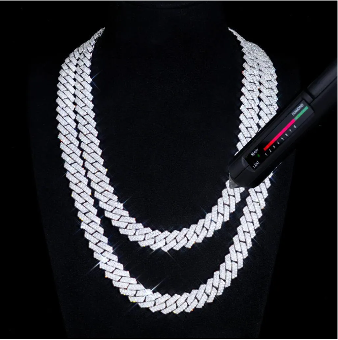 Hip Hop Inspired Men's Moissanite Gold Cuban Link Necklace - 12mm Thick