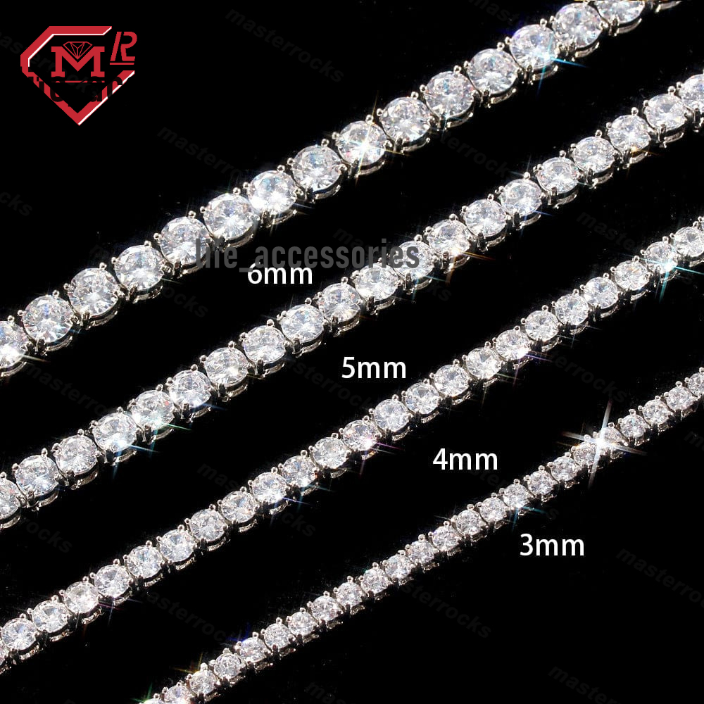 Wholesale Tennis Chain 3mm 4mm 5mm Iced Out Sterling Silver Vvs Diamond Moissnaite Tennis Chain
