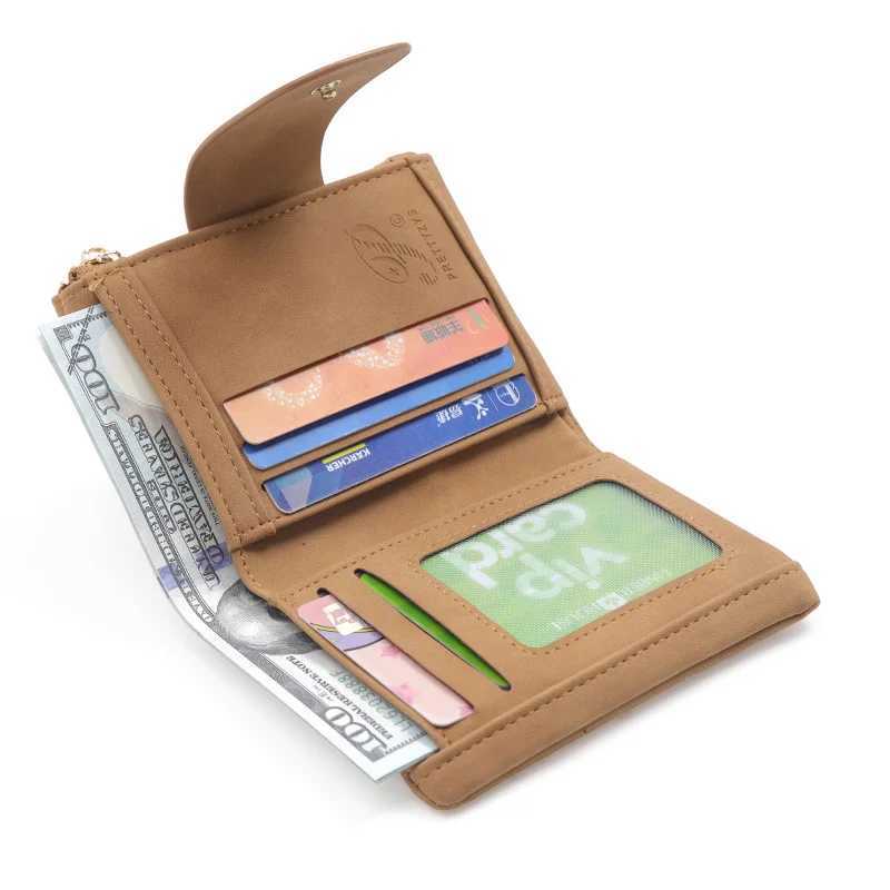 New Womens Wallet Printed Flower Short Wallet Womens Zipper Small Coin Wallet Womens Wallet PU Womens Leather Card Holder Z250411