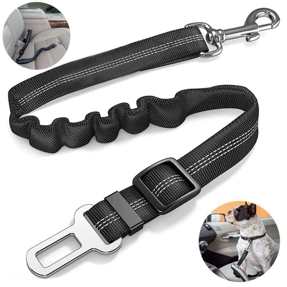 Durable nylon dog seat strap suitable for small dogs adjustable reflective elastic lead small dog wagon safety rope French bulldog Y250412