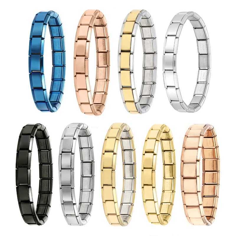 New Womens Mens Jewelry DIY 9MM Width Italian Elastic Charm Bracelet Solid Color Stainless Steel Fashion BangleC250411