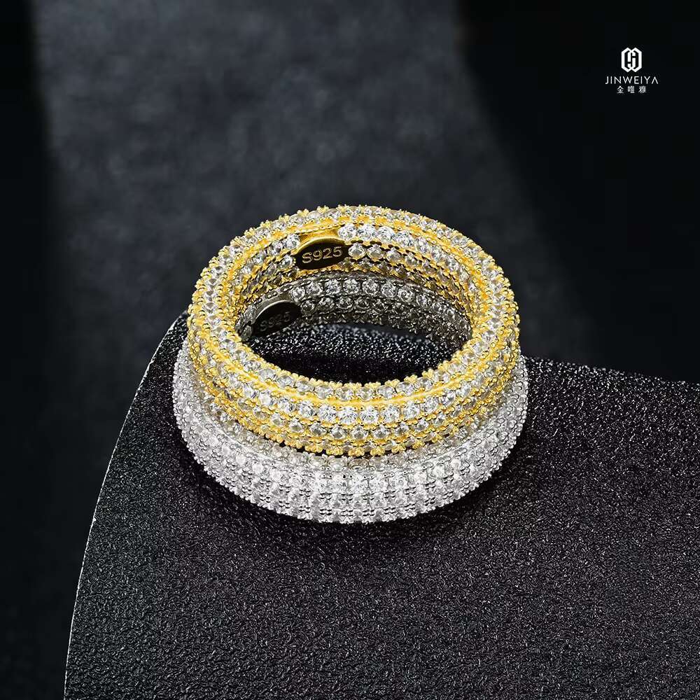 Popular New Design Fashion 18K Gold Plated 925 Sterling Silver Plated Ring Moissanite Ring for Men Women