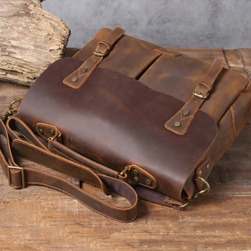 Luufan Mens Briefcase Genuine Leather A4 File Document Handbag Male Soft Cow Leather Laptop Shoulder Bag Business Computer Bag 250407
