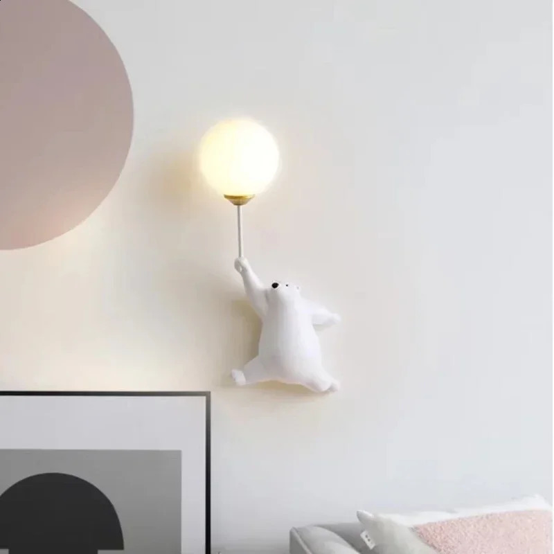 Modern Minimalist Cartoon Bear LED Wall Light Bedroom Research Living Room Childrens Protection Night Light Home Decoration Lighting 250411