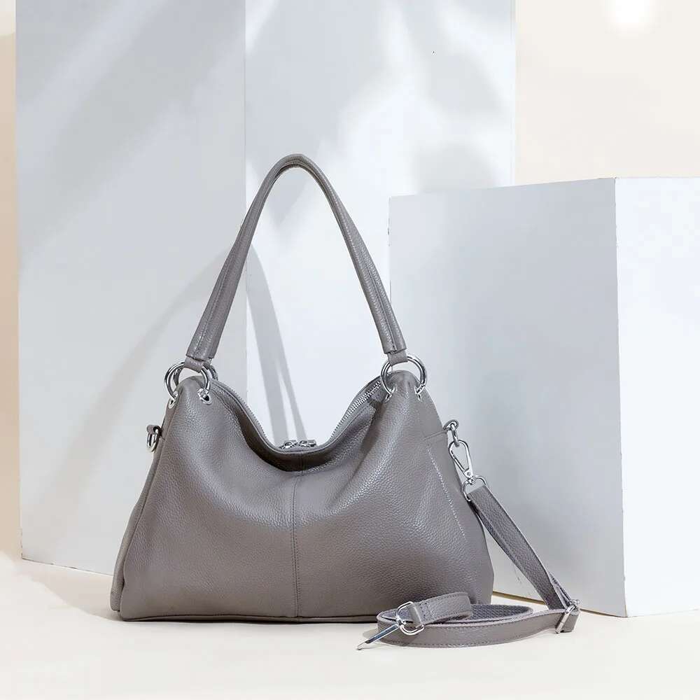 Designer Bag Zency Fashion Hobos 100% Genuine Leather Soft Skin Women Shoulder Bag Classic Black Elegant Lady Crossbody Purse Tote Handbag