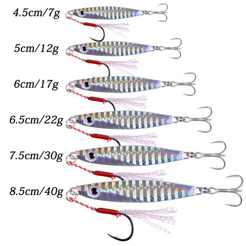 2022 Metal Jig Fishing Lure Weights 7g-40g Trolling Hard Bait Bass Fishing Bait Tackle Trout Jigging Lure Jigs Saltwater Lures Z250411