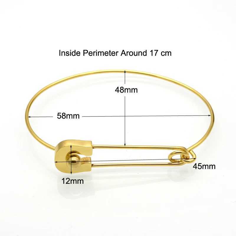Personality Vintage Simple Stainless Steel Metal Plain Nautical Pin Wire Bangle Thin Gold Color Bracelet For Birthday GiftC250411