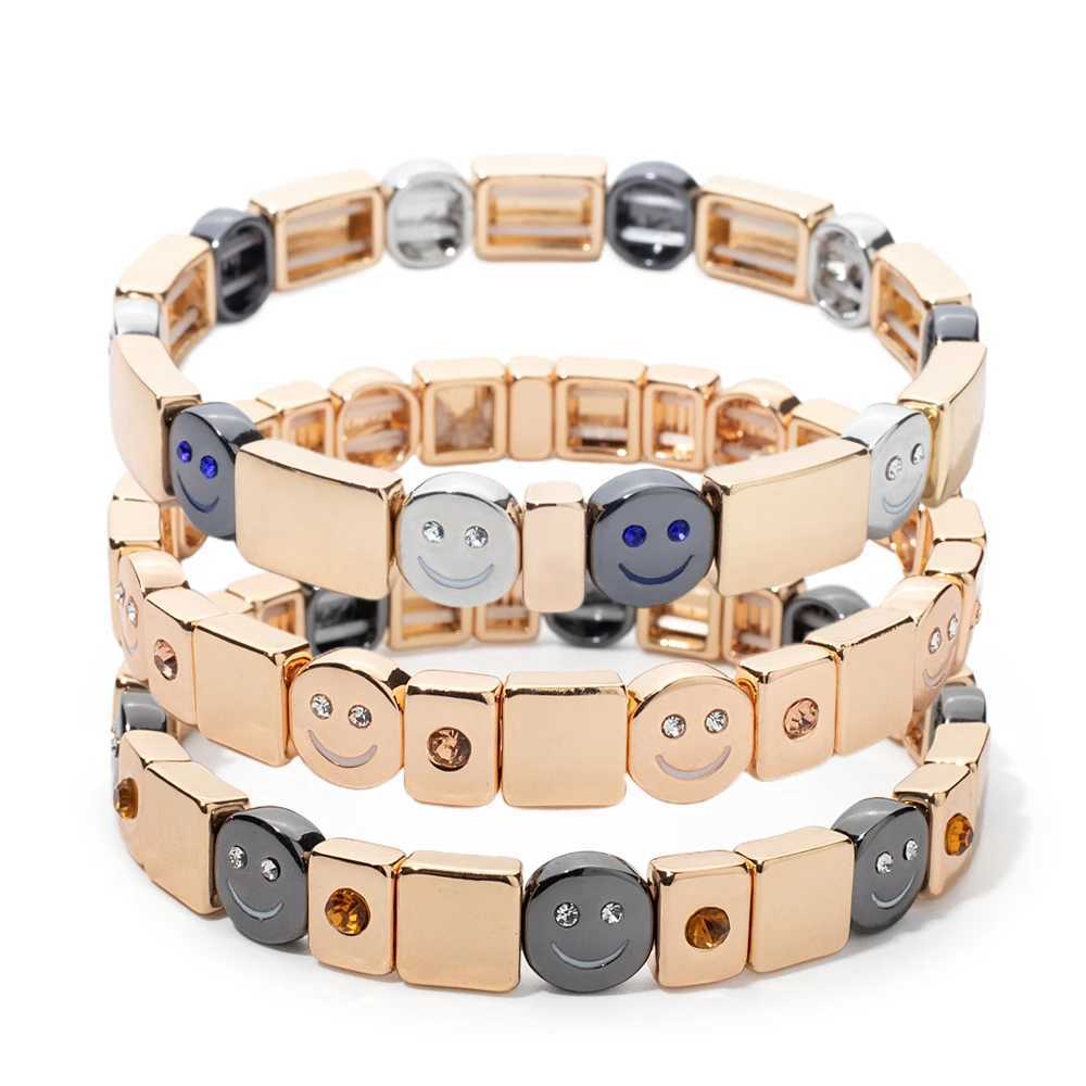 Choice Gold Color Happy Bangle For Women Inlaid Diamond Elastic Bracelets Dice Hand AccessoryC250411