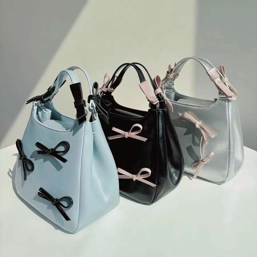Ballet Style Bow Portable Messenger 2024 New Sweet Girl Bucket Vegetable Basket Commuter Shoulder Bag