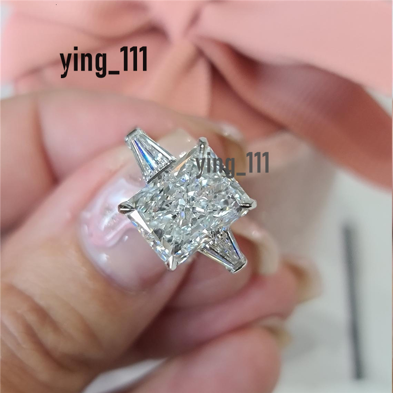 Jewelry 14K Solid Gold Classical Engagement Rings For Women 3.0CT IGI Certificate Radiant Cut Lab Diamond Wedding Gold Two Baguette Real Gold Ring