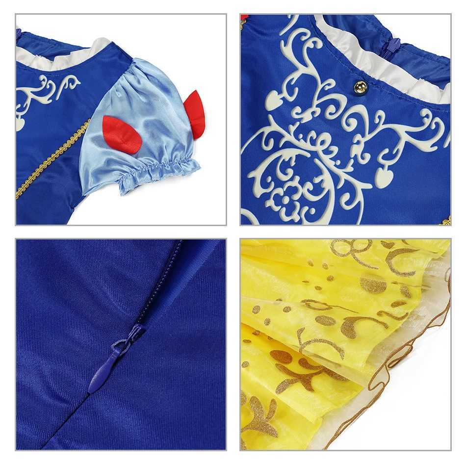 Disney Girl Bell Princess Dress Children Bell Aurora Snow White Role Playing Costume Carnival Halloween CostumeXJ250411