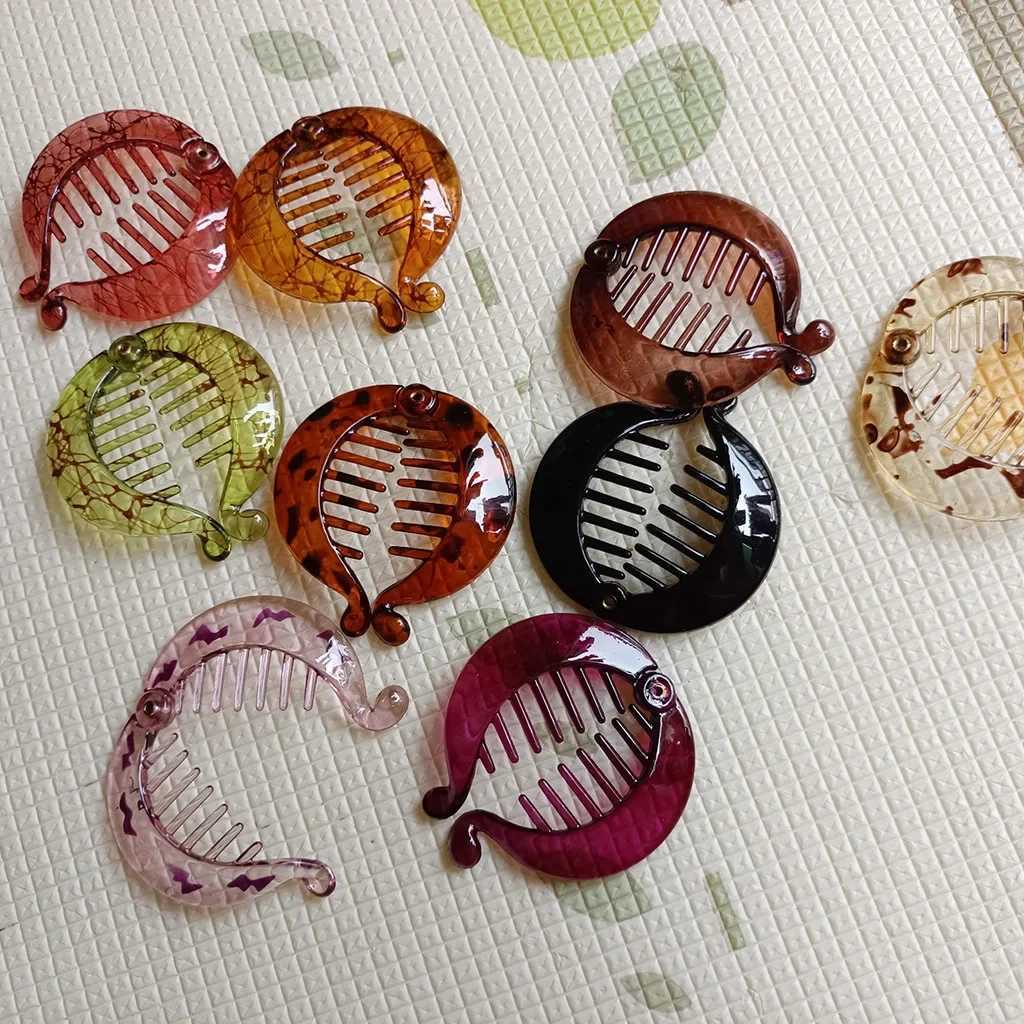 Small fish shaped hair clip ponytail clip womens banana clip crab black brown hair accessory Y2504012