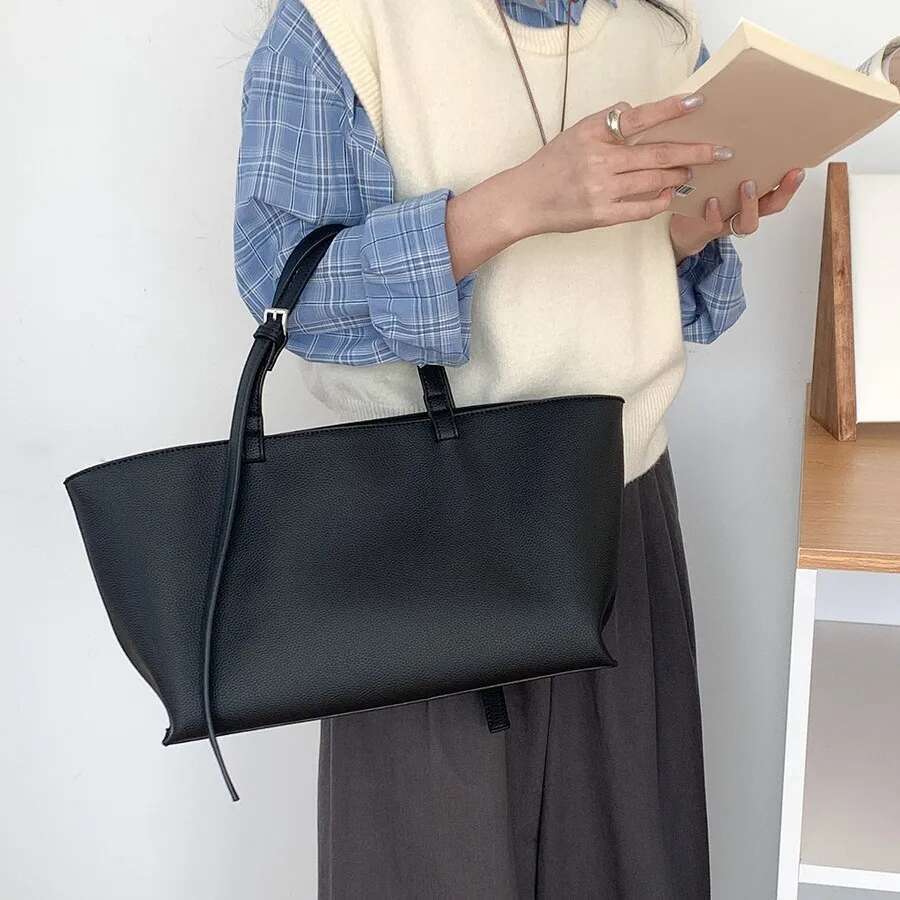 Casual Soft Tote Bag PU Leather Shoulder Bags For Women 2025 NEW High Quality Handbags And Large Shopper Purses