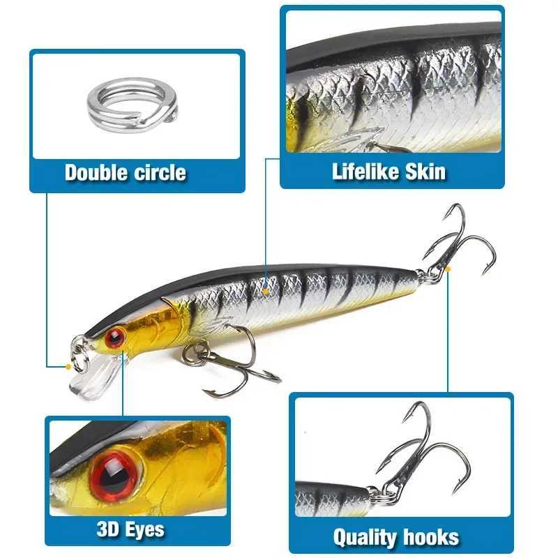 1Pcs Japanese Minnow Fishing Lures Floating Hard Bait95mm 7g Artificial Bait Wobbler Crankbait Carp Perch Pesca Fishing Tackle Z250411