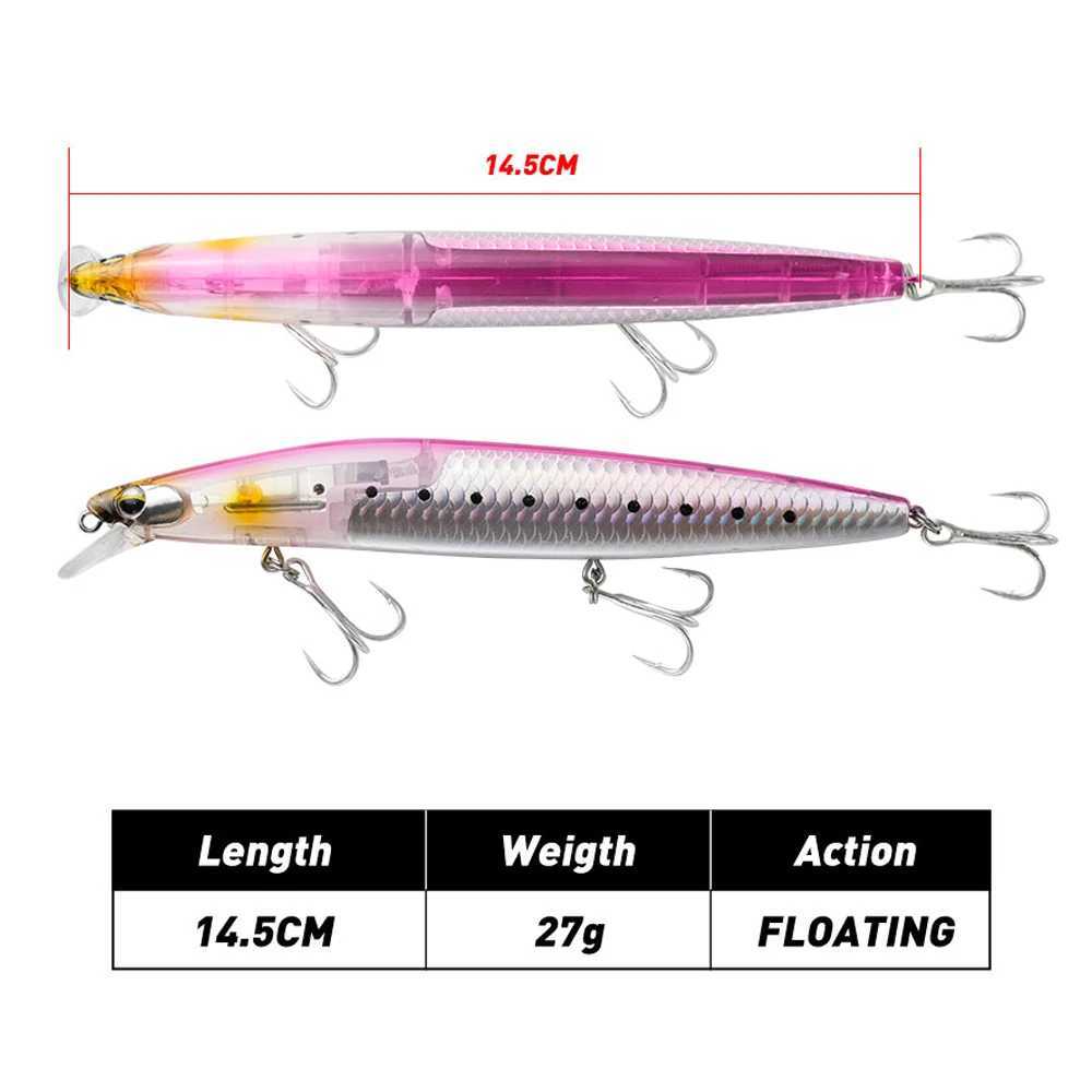 Long casting Fishing Lure 14.5cm 27g Floating Minnow with Flash Blade Fishing bait for Seabass High Quality Z250411