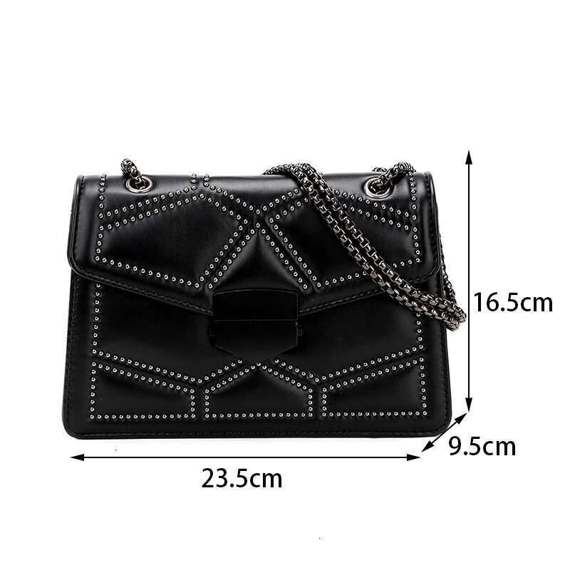 Ydlns Vintage Rivet Chain Shoulder Bags For Women Flap PU Leather Fashion Small Square Crossbody Bag Designer Handbag