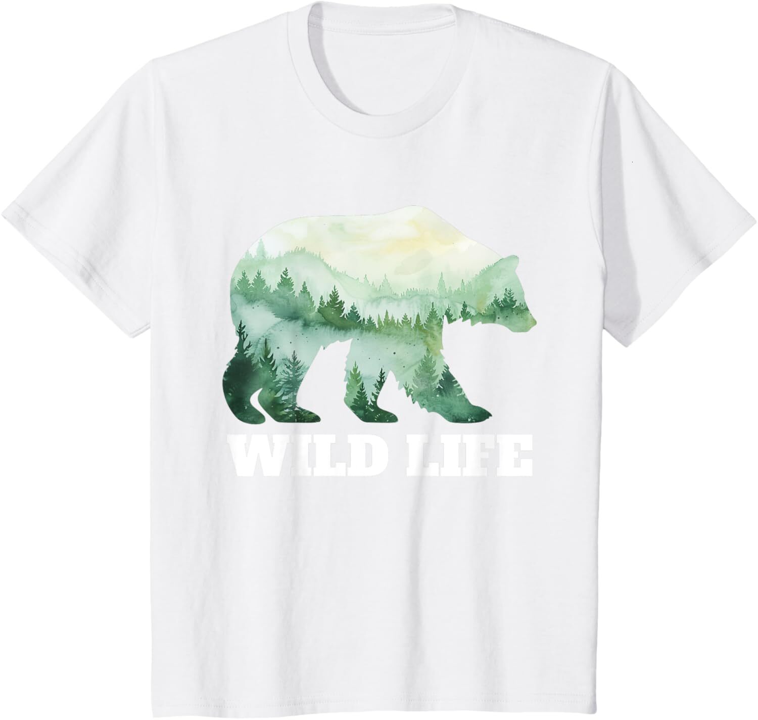 T shirt for Mens Bear Double Exposure Surreal Wildlife Animal Graphic Tee Casual Tops Clothes Short sleeve Fashion patterns