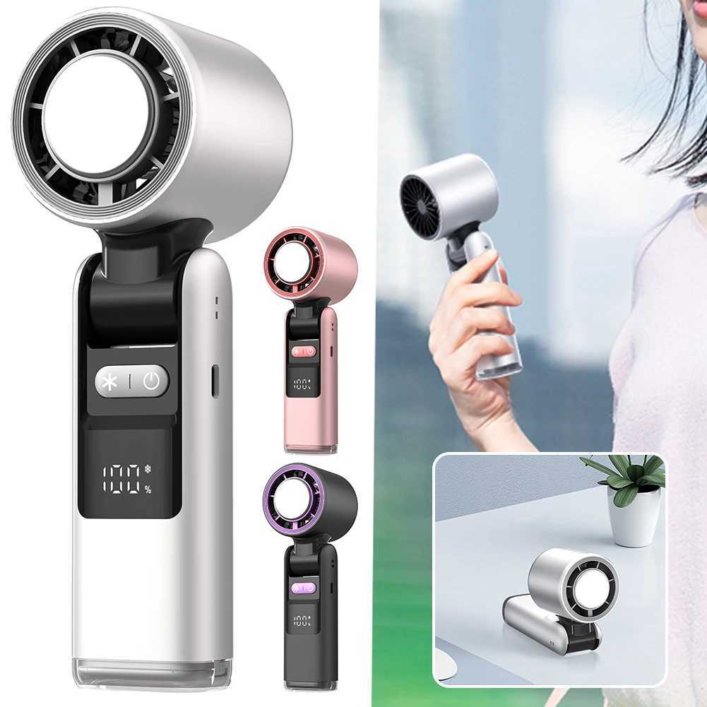 100 Turbos Cooling Ice Sensing Fan Super Mini Turbos Speed Fan USB Powered Digital Display for Outdoor Camping Travel X250412