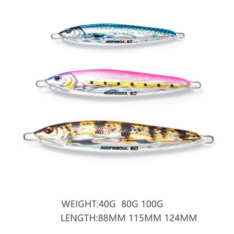 2023 Sea fishing Metal Jig 40g 80g 100g Fishing Lure Weights Bass Fishing Bait Tackle Trout Jigging Lure Jigs Saltwater Lures Z250411