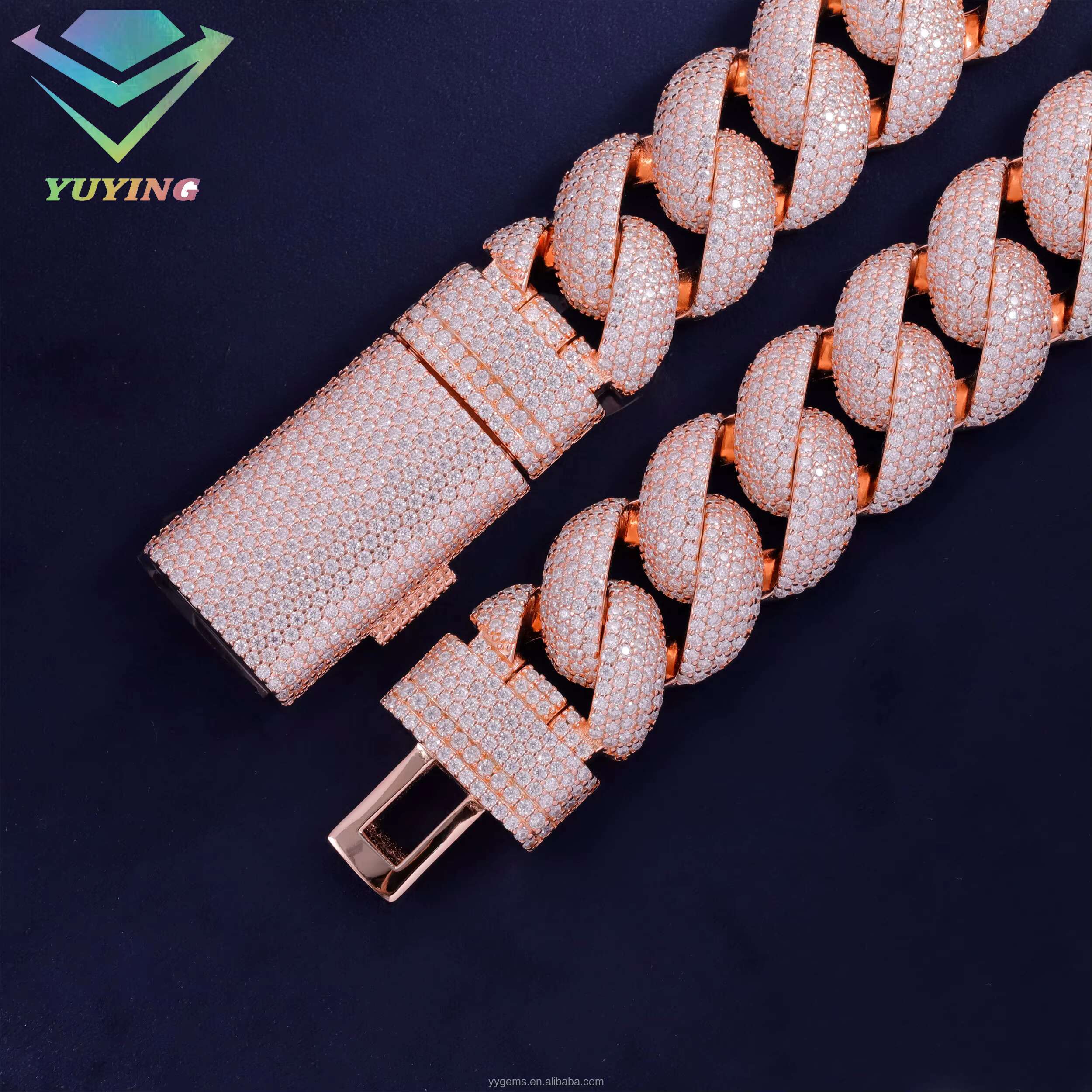 Hip Hop Style Cuban Link Chain Heavy Silver Weight Iced Out VVS Moissanite Diamond Fashion Jewelry Necklace