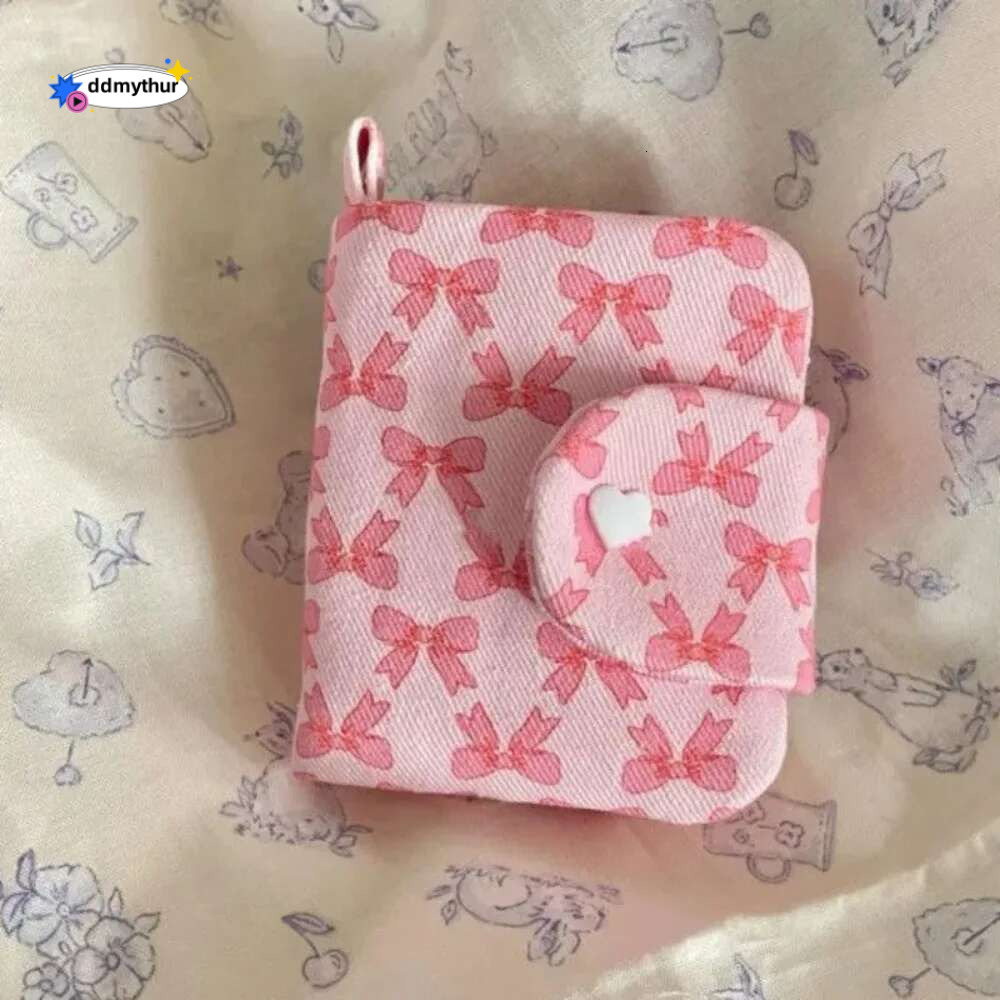 en Pink Bowknot Printing Wallet Cute Girls Earphone Storage Bag Coin Purses Money Change Kawaii Zipper Key Pouch ddmythur