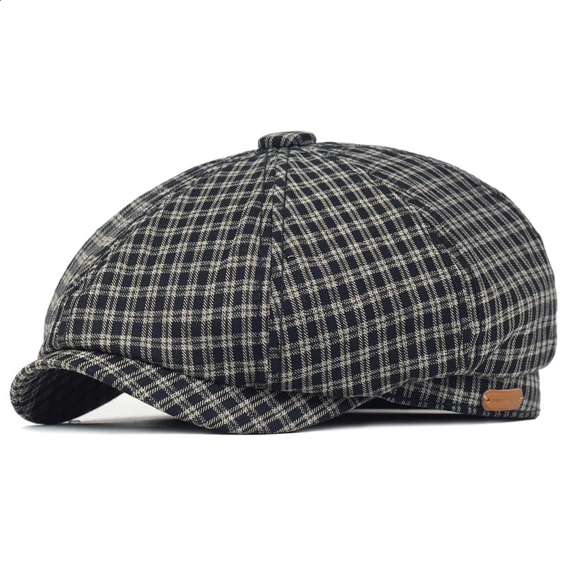 Spring Summer Plaid sboy Cap Breathable y Octagonal Hat Vintage Soft Casual Berets Cap Visor Gatsby Flat Ivy Hat 250403