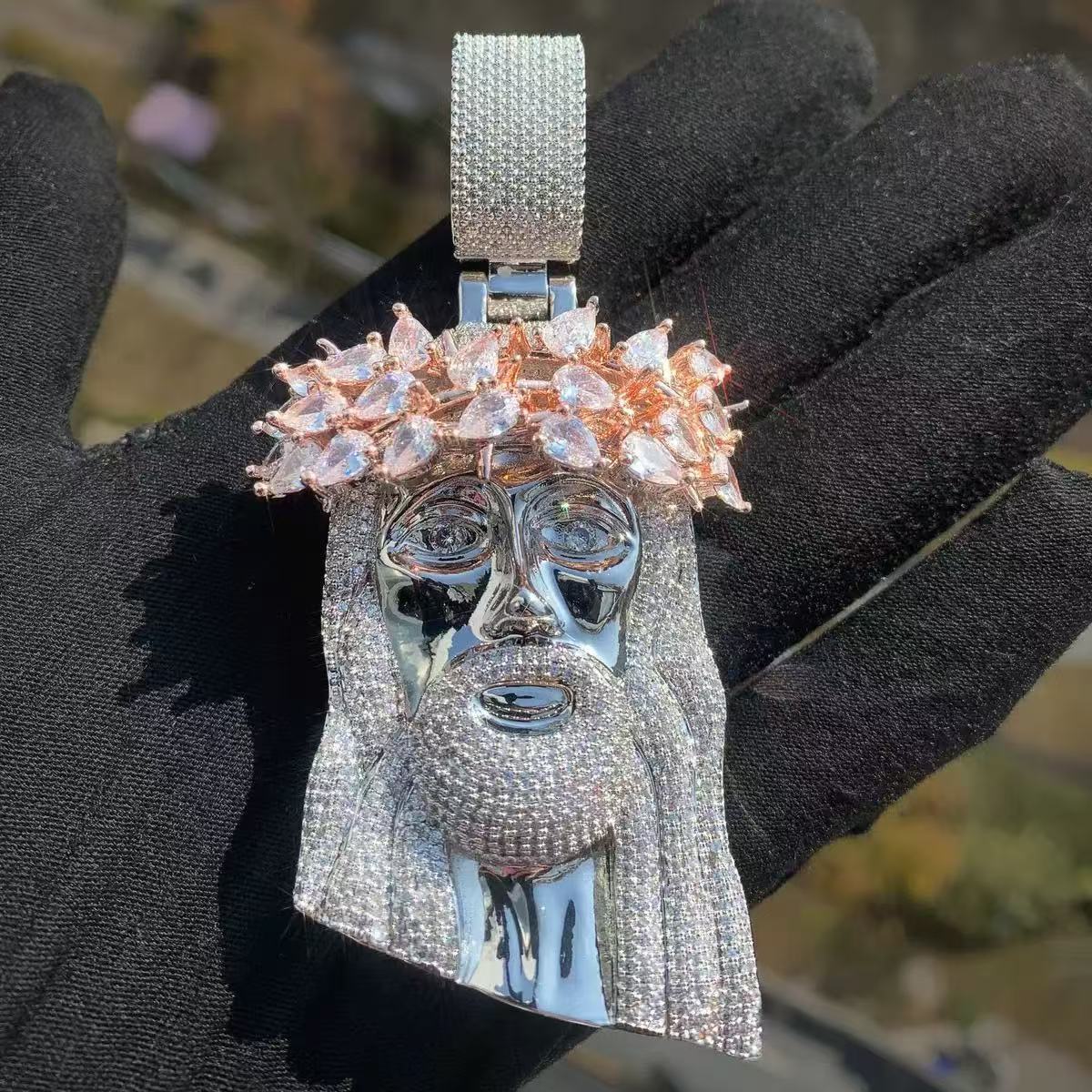 Exquisite Big Piece 3D Jesus Pendant Moissanite Pendants Iced Out Jewelry Diamonds Custom Moissanite Pendant Religious Jewelry