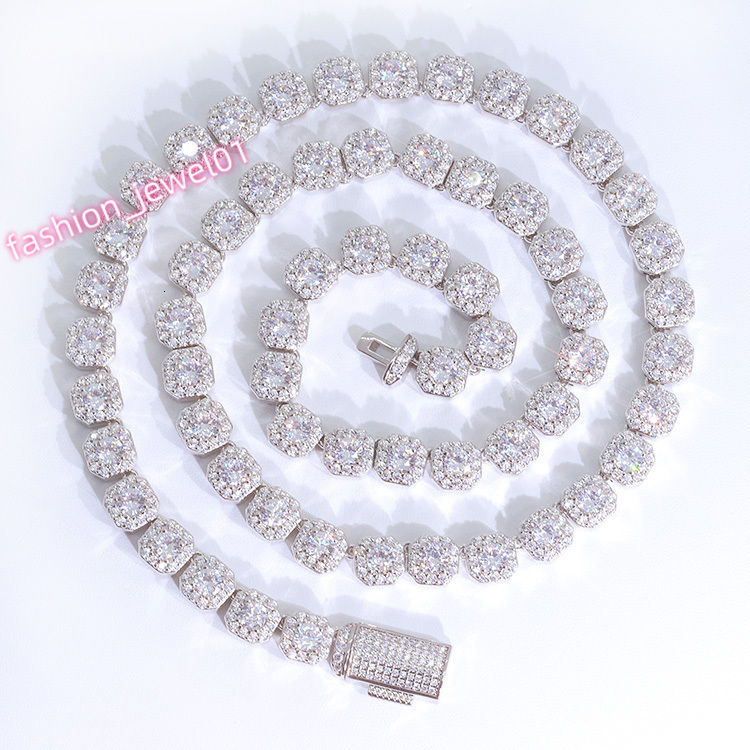 Yu Ying Cuban Link Chain 14k Gold Plated S925 Silver with Moissanite Cuban Link Chain 8mm Solid Back Large Tennis Necklace