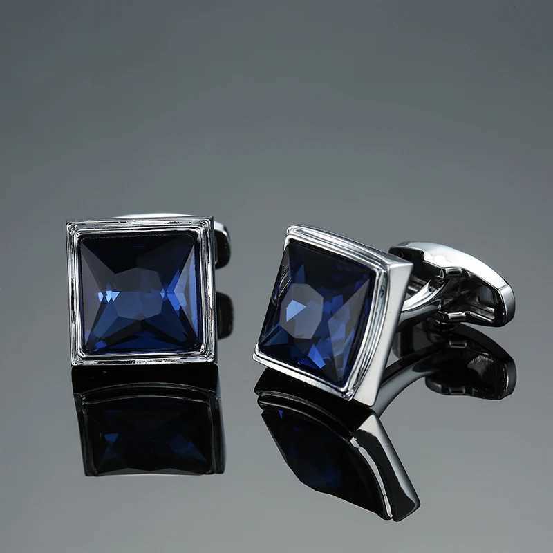 Mens French shirt cufflinks copper material blue crystal zircon clock spiritual level fashion brand French cufflinksT250412