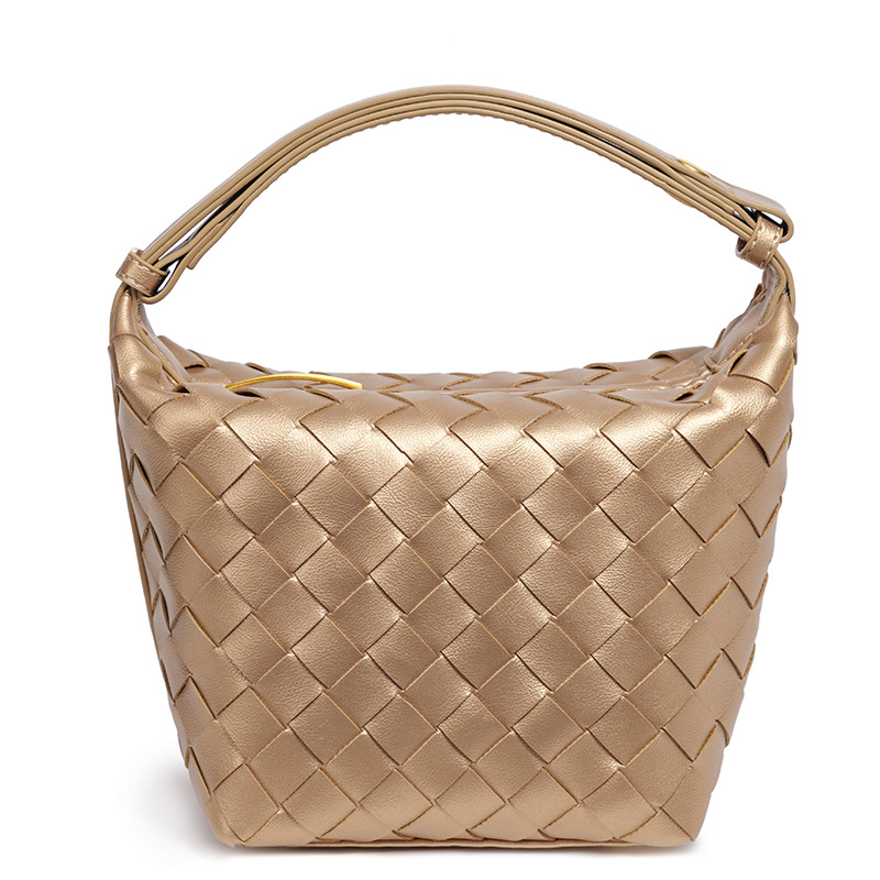 2025 new handmade woven bag, fashionable, simple, casual, single shoulder women's bag, bucket bag