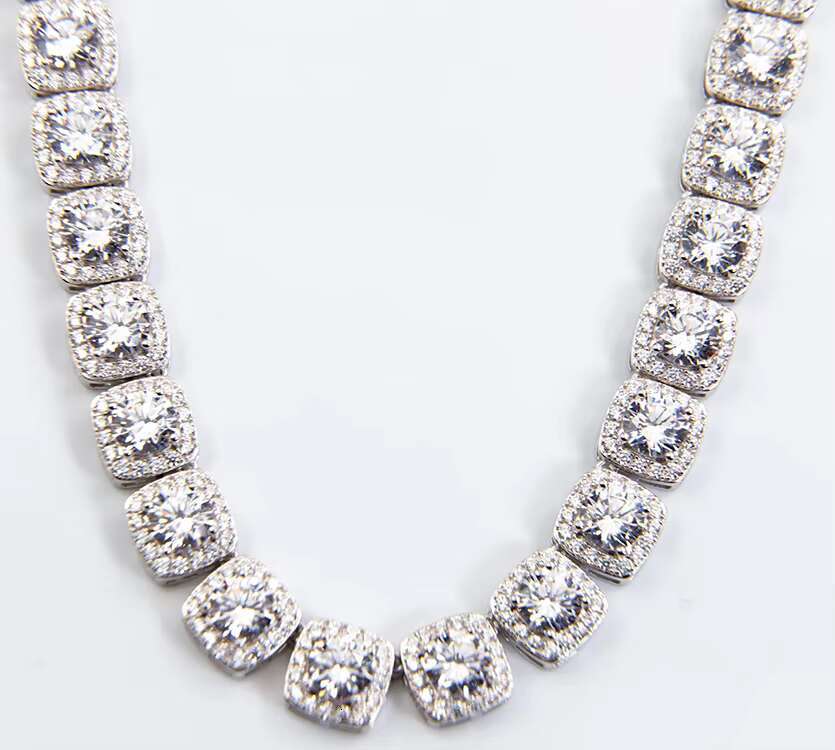 Customized 10mm Wide Sterling Silver Tennis Chain VVS D Color Moissanite Diamond Bracelet Perfect Anniversary Gift Necklace