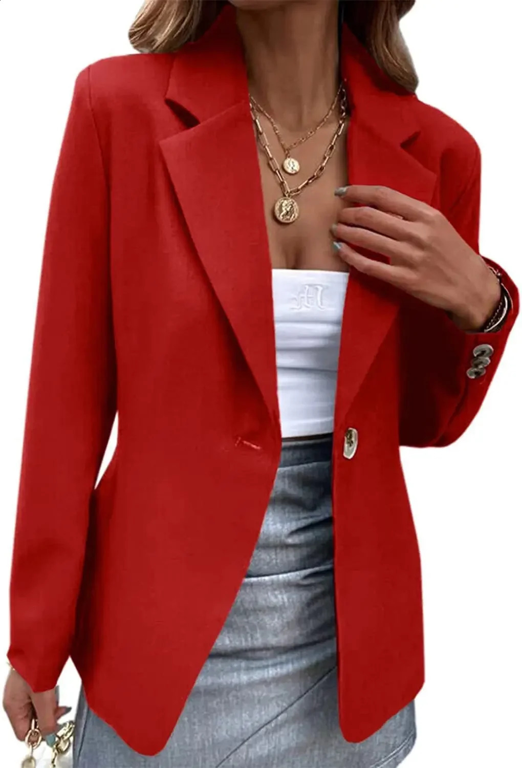 independent store womens casual long sleeved onepiece button suit jacket autumnwinter European fashion 250407
