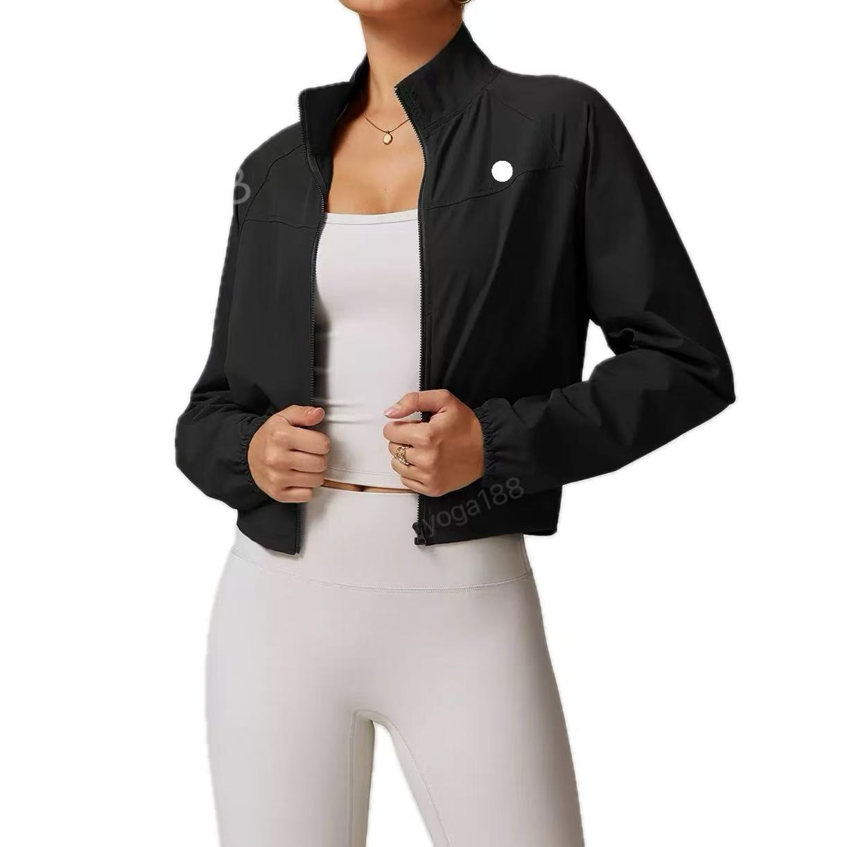 New Women Yoga Jacket Sports Coat Windproof Yoga Clothes Quick-drying Long Sleeve Top Zipper Fitness Cardigan Gym Jacket