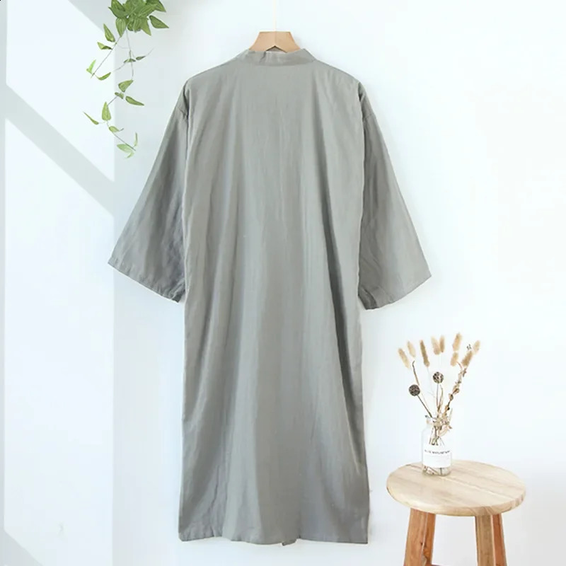 Japanese Kimono Nightgown Mens Light and Breathable Summer Spring Autumn Mens Long Kimono Nightgown Loose Robe for Men M L XL 250409